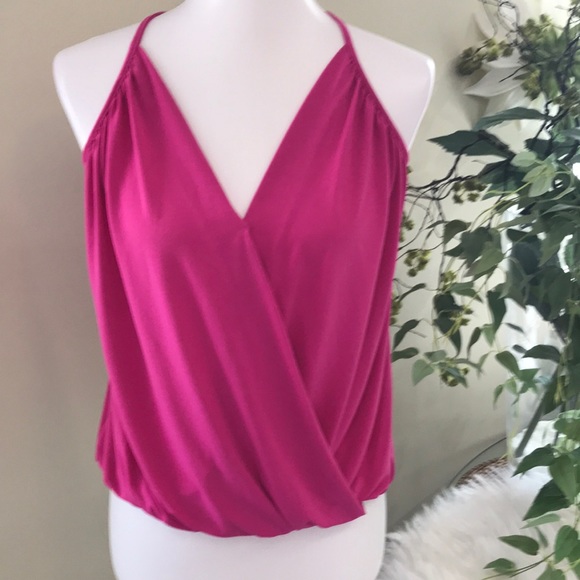 Express Tops - 🌿Express Hot Pink Faux Wrap Top